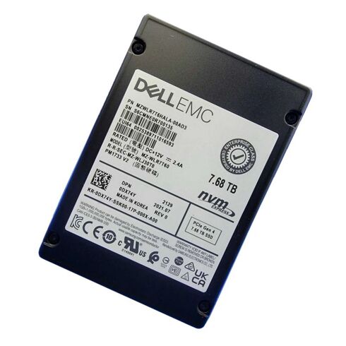 Dell VV2M7 7.68TB PCIe Gen4.0 NVMe U.2 Read Intensive Solid State Drive