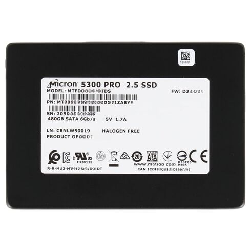 Micron MTFDDAK480TDT-1AW1ZABDA Hot Plug 6GBPS SSD