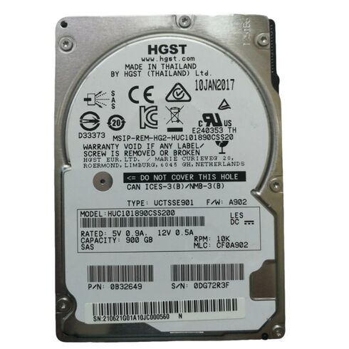 HUC101890CSS200 WESTERN DIGITA ULTRASTAR 900GB 10K RPM SAS 12GBPS 2.5Inch HDD