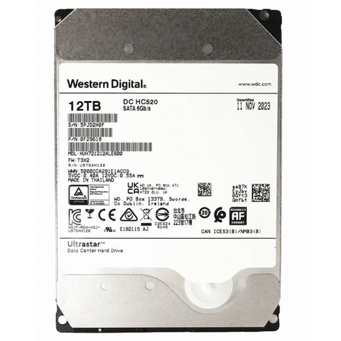 WESTERN DIGITAL HUH721212ALE601 ULTRASTAR 12TB 7.2K RPM 3.5Inch SATA HDD